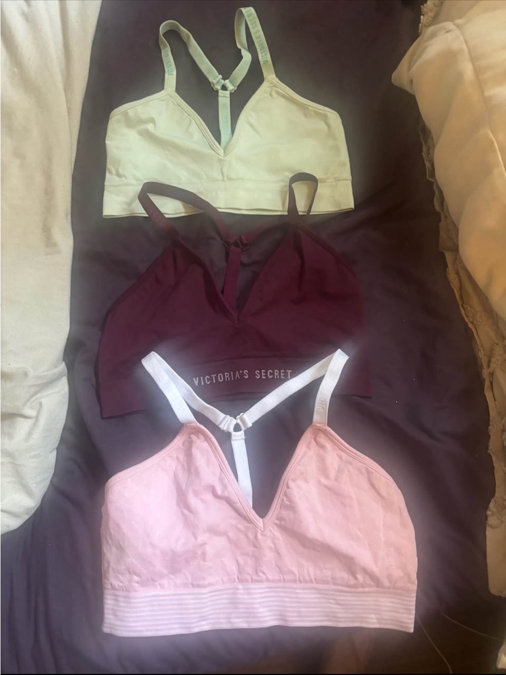 Victoria's Secret Bralette Set in Mint, Burgundy, Light Pink